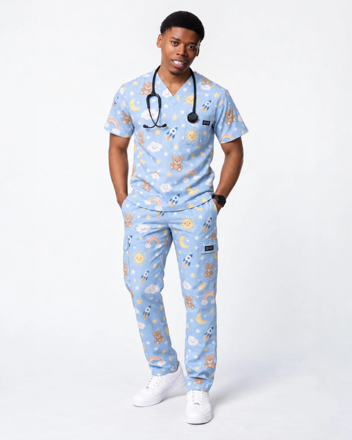 Paediatric Sky scrub print
